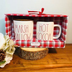 Rae Dunn Christmas White Marshmallow Cellar and Hot Cocoa Mug Set